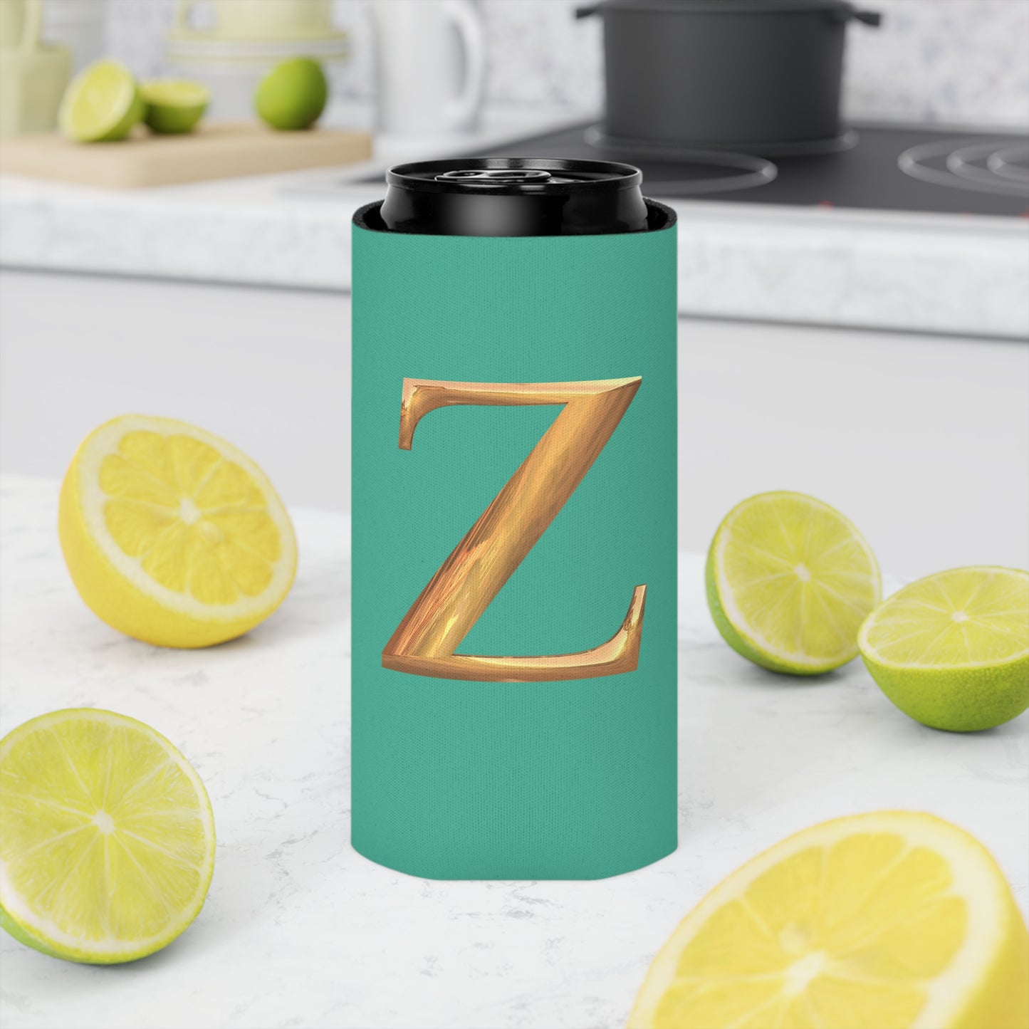 Personalized Monogram "Z"  Can Cooler - Stylish Drink Holder for Parties, Weddings, Beach Days, Summer Gatherings, Gifts