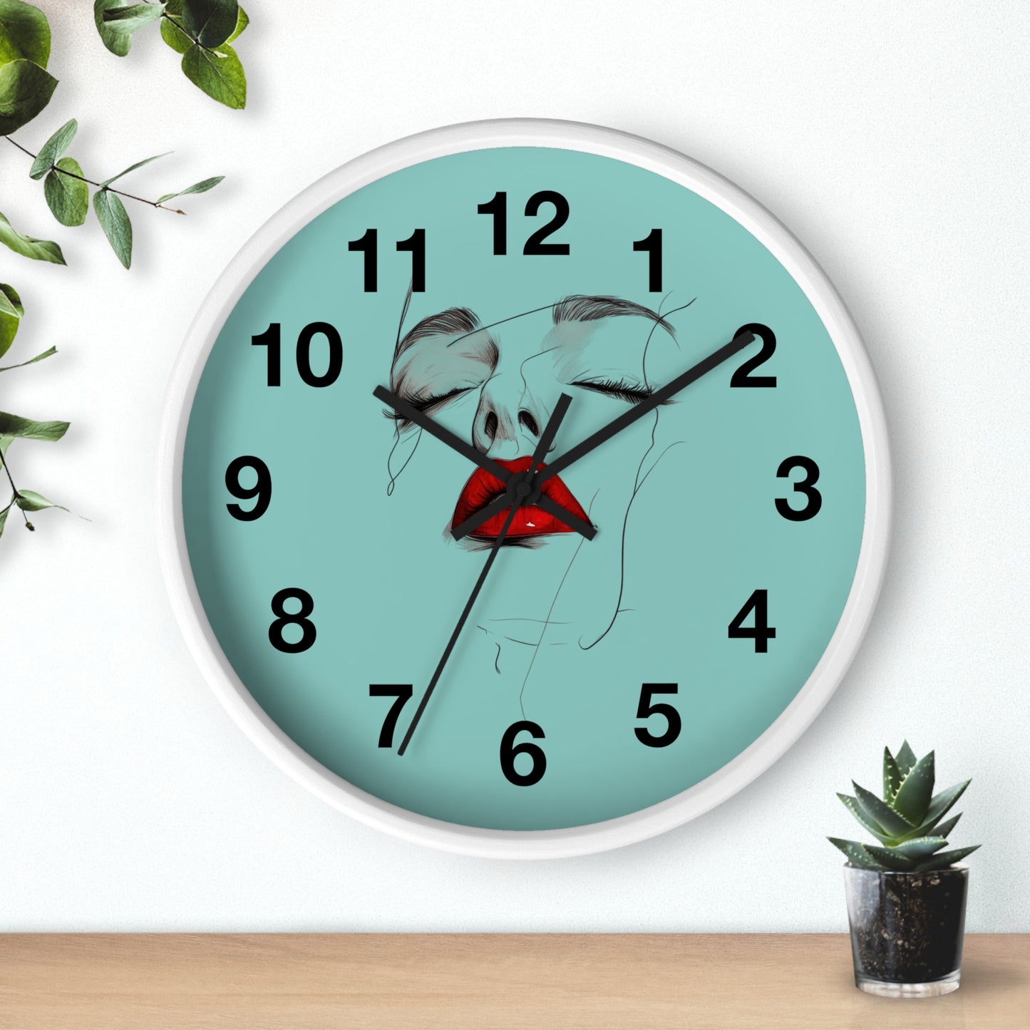 Modern Art Wall Clock - Abstract Lips Design, Home Decor, Gift for Her, Unique Wall Decor, Feminine Artwork, Stylish Timepiece