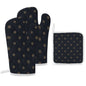 Oven Mitts & Pot Holder Set of 3 - Black & Navy Blue