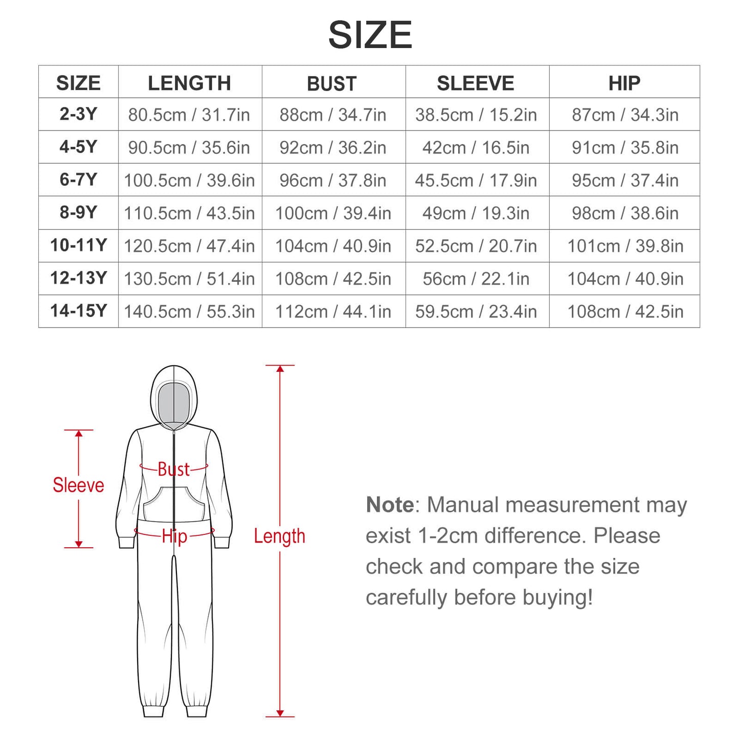 Flannel Footless Zip up Kid Jumpsuit Pajamas