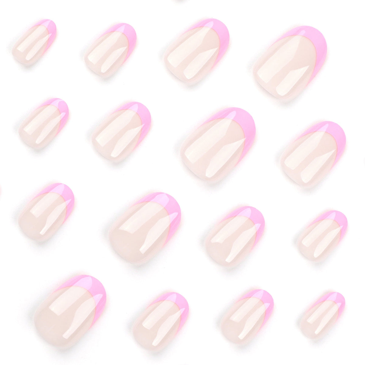24 pieces simple short short round wearable French manicure rose red detachable wearable nail piece finished – Image 3