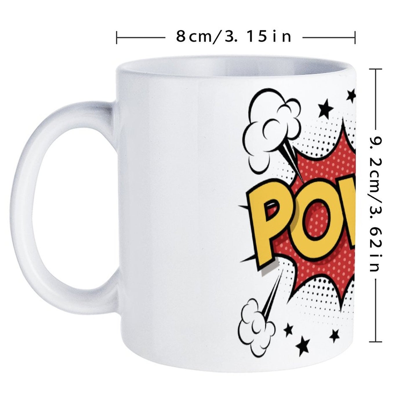 14oz White Ceramic Mug with Handle - POW