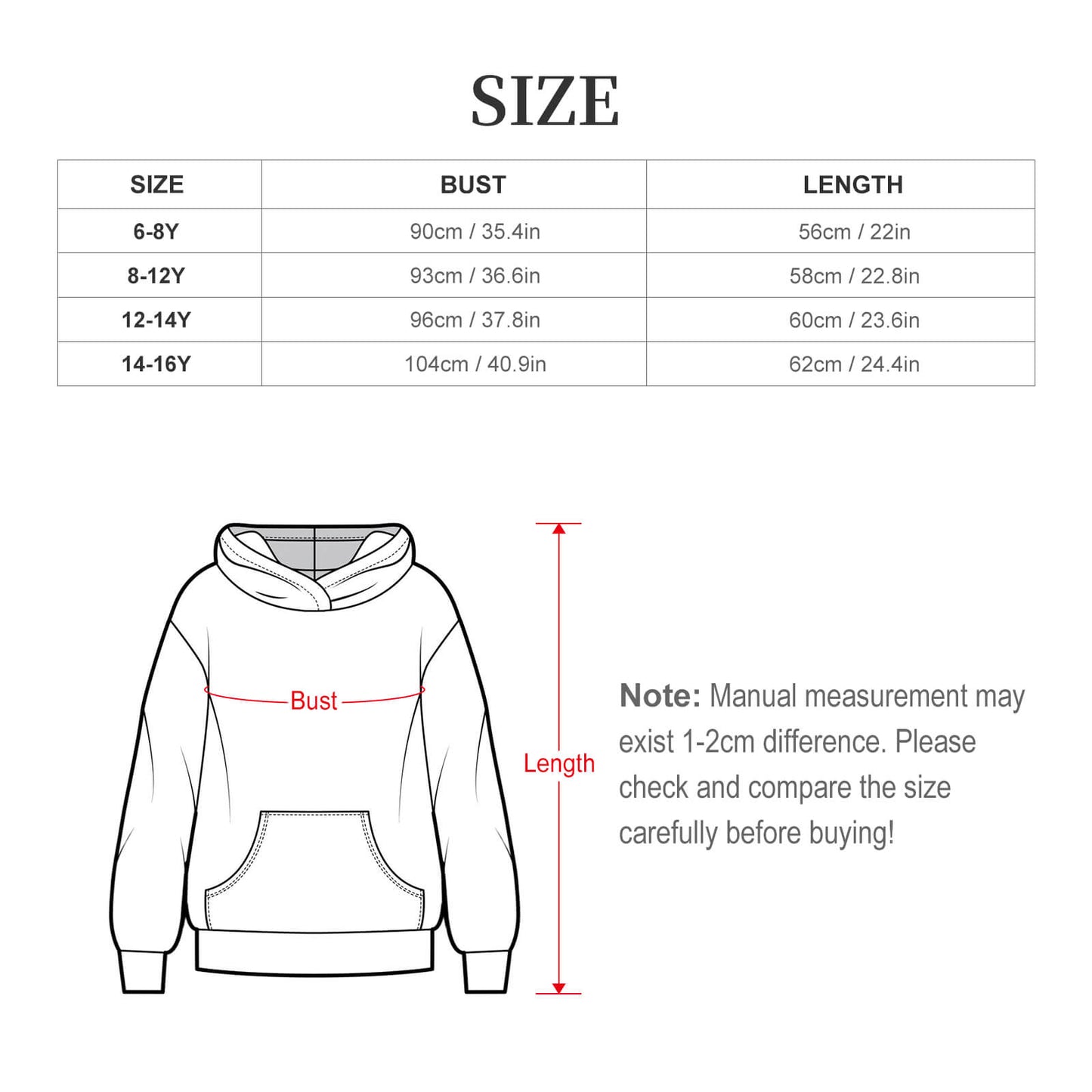Children's Hooded Sweatshirt without Drawstrings