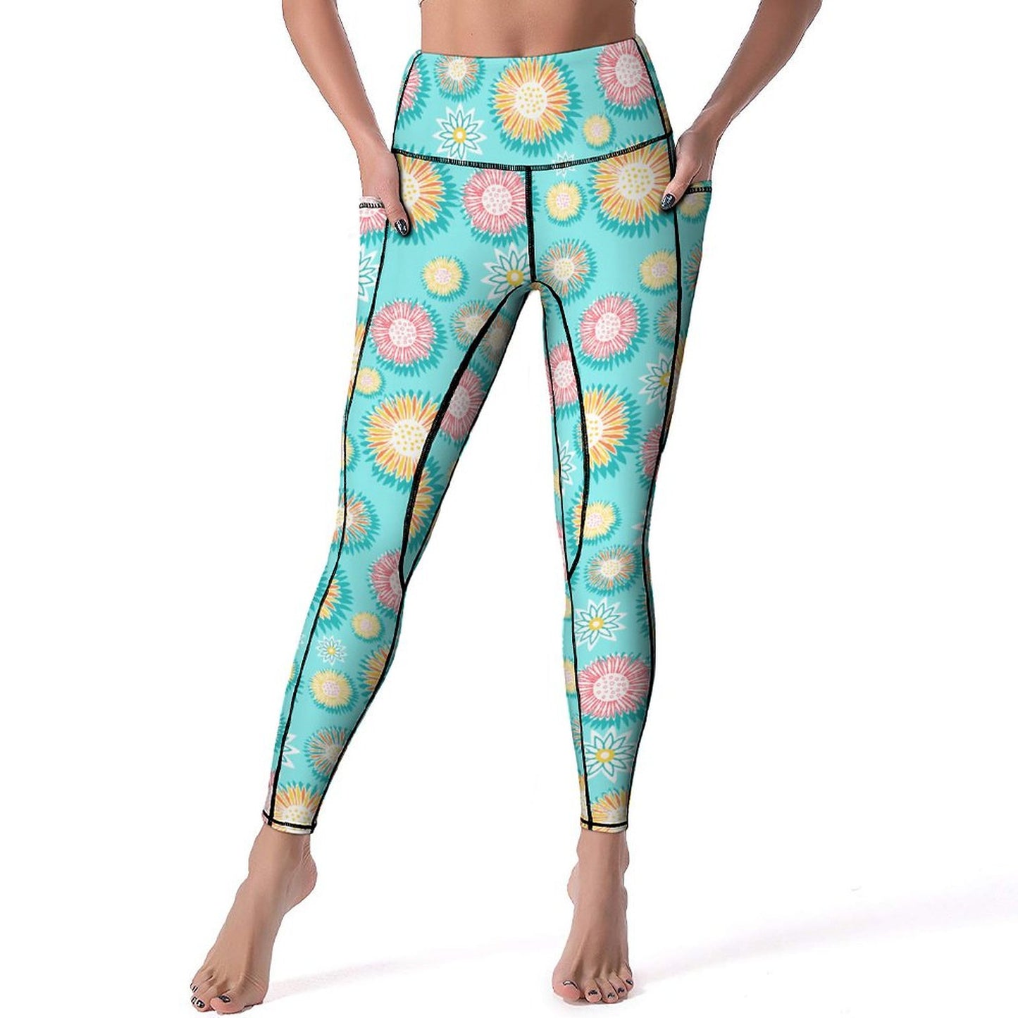 Custom Print Patterned Yoga Pants with 2 Pockets Fun pattern