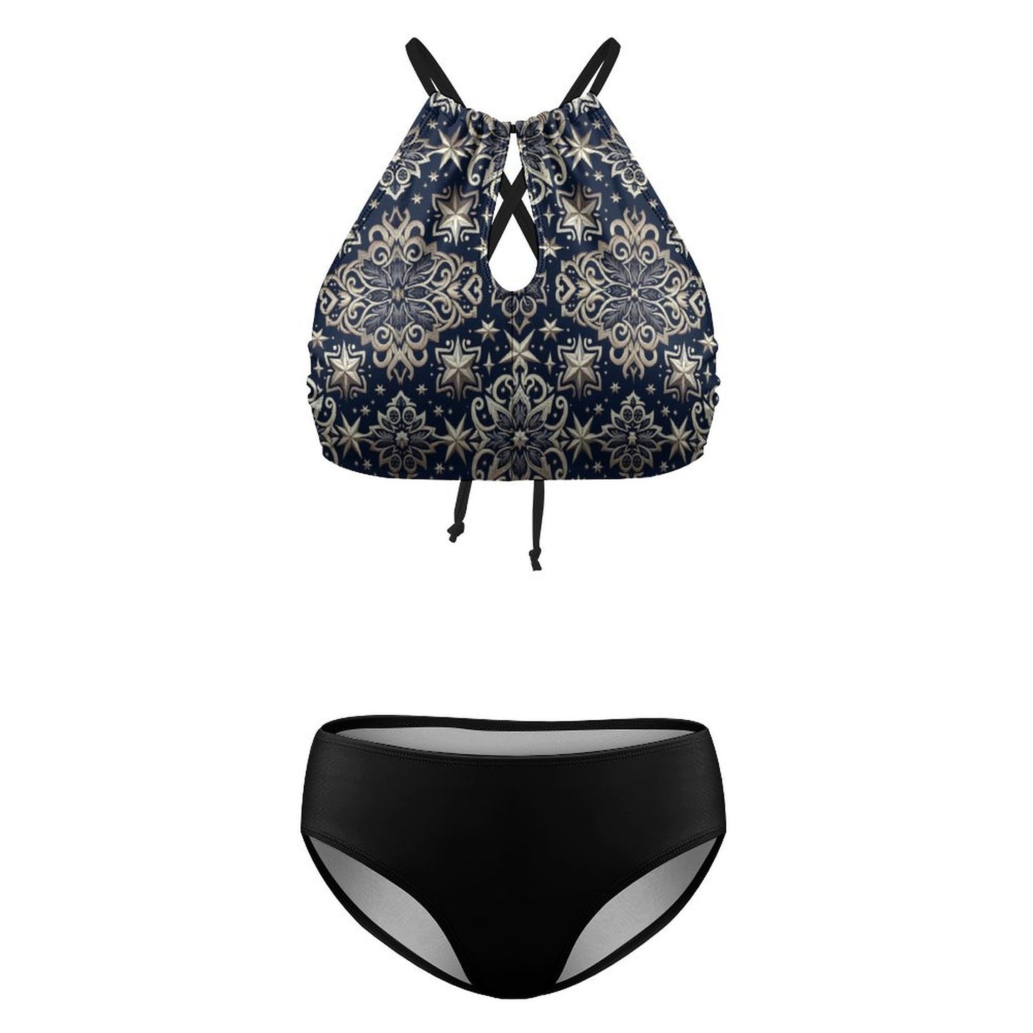 Women's Two piece Swimsuit with High Neck Halter Top