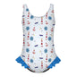 Girls Ruffle Trim One Piece Swimwear Marine