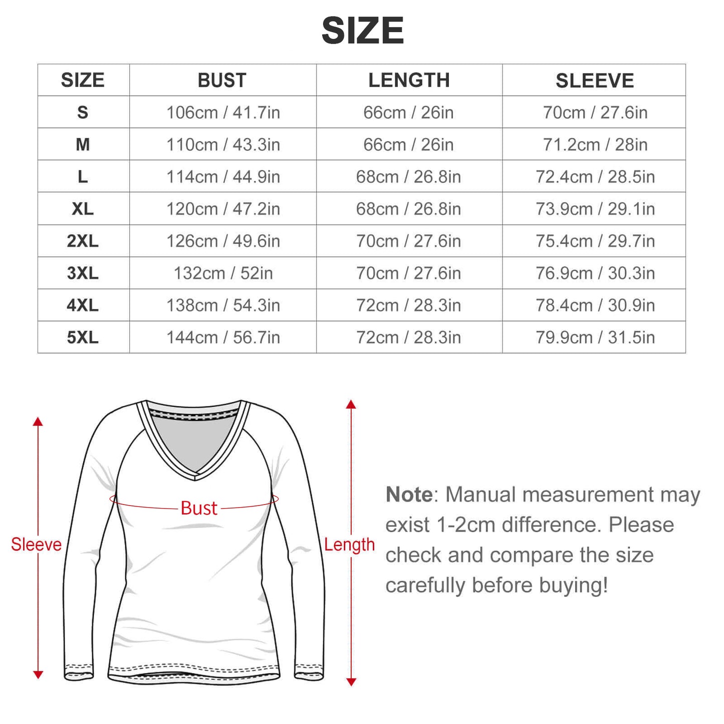 V-neck Loose Long Sleeve T-shirt