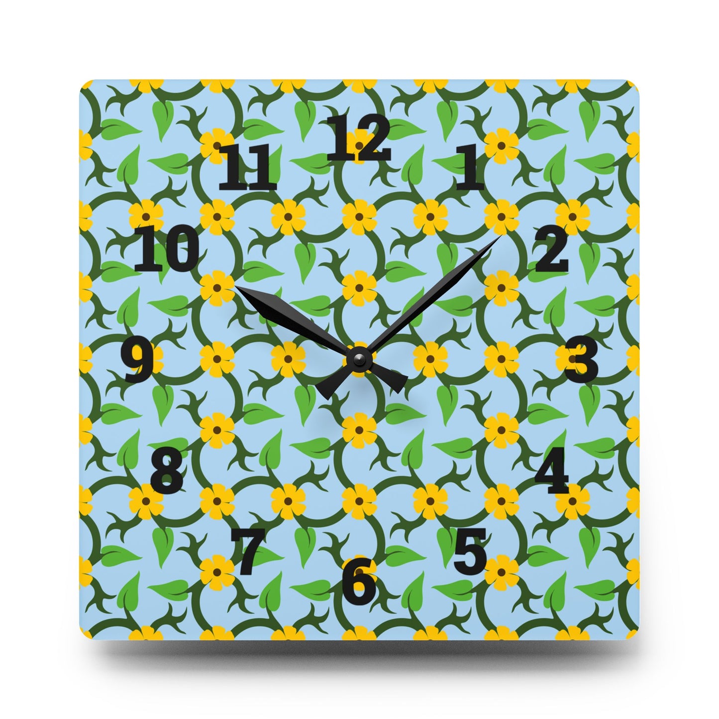 Vibrant Floral Acrylic Wall Clock, Modern Home Decor, Kitchen Wall Art