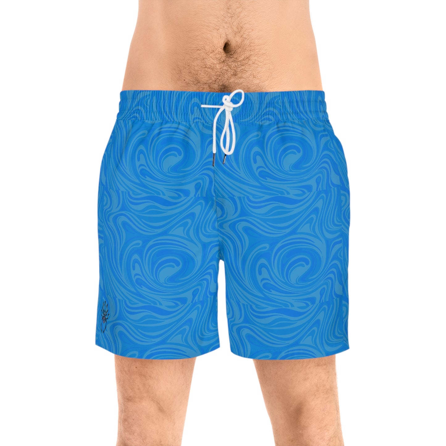 Aesthetic Wave Print Swim Shorts for Men, Beachwear, Vacation Style, Summer Essentials, Pool Party
