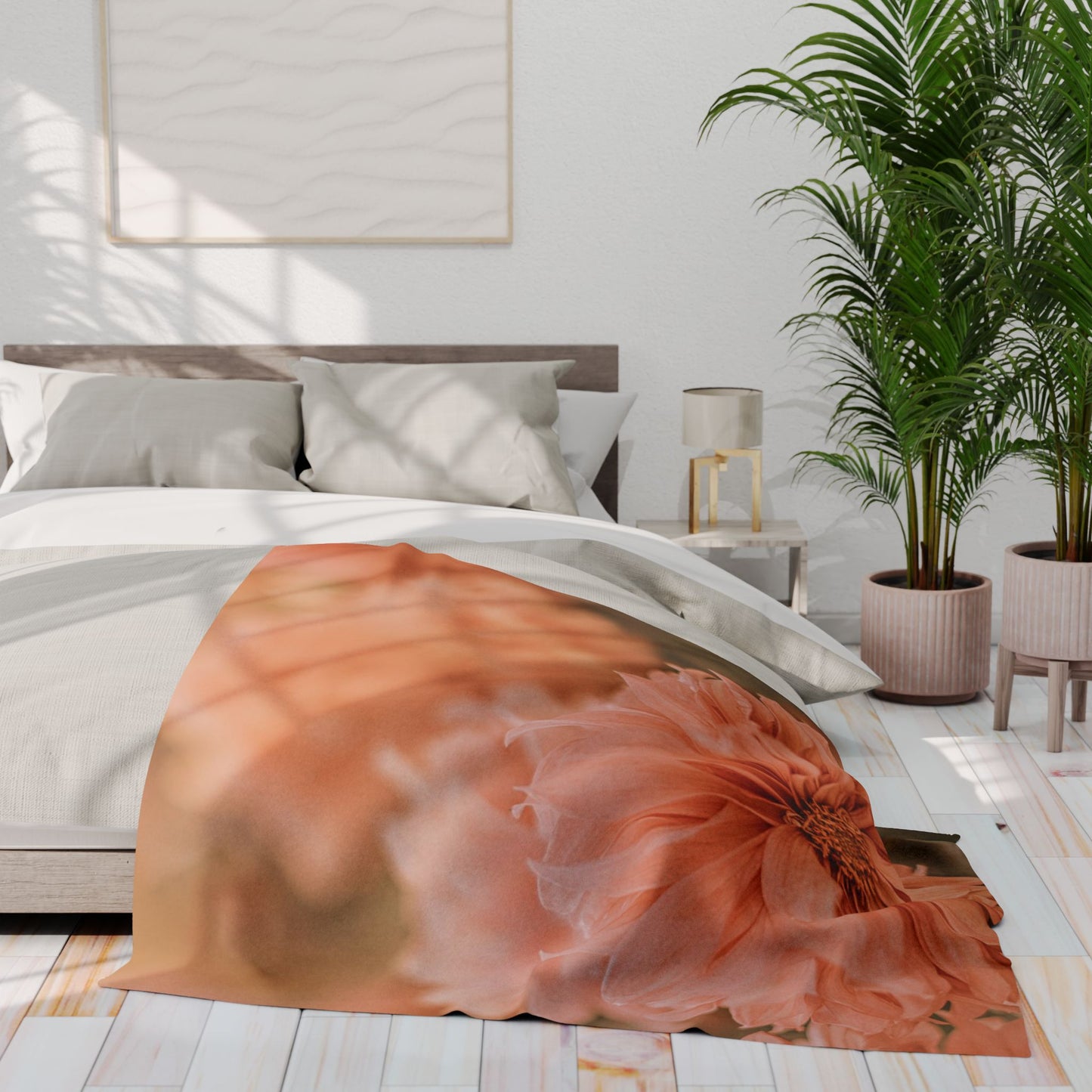 Cozy Floral Fleece Blanket | Soft Throw Blanket for Home, Boho Decor, Gift for Her, Wedding Blanket, Boudoir Accessory