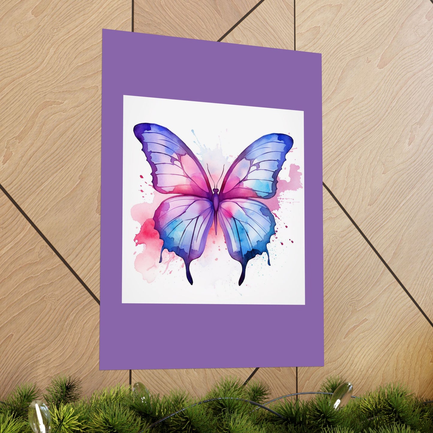 Butterfly Watercolor Matte Poster — Purple Vertical Art Print