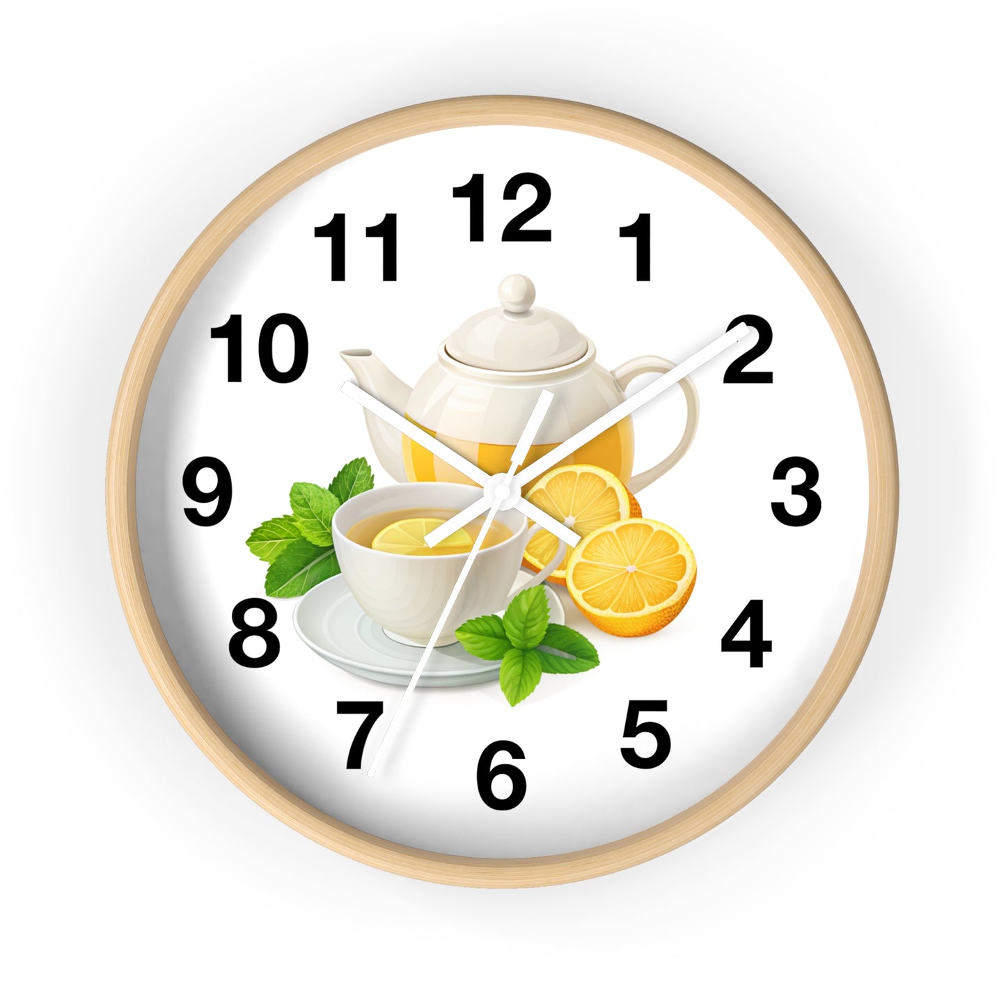 Charming Teatime Wall Clock, Kitchen Decor, Tea Lover Gift, Rustic Clock, Home Office Accessory, Lemon Tea Stationery