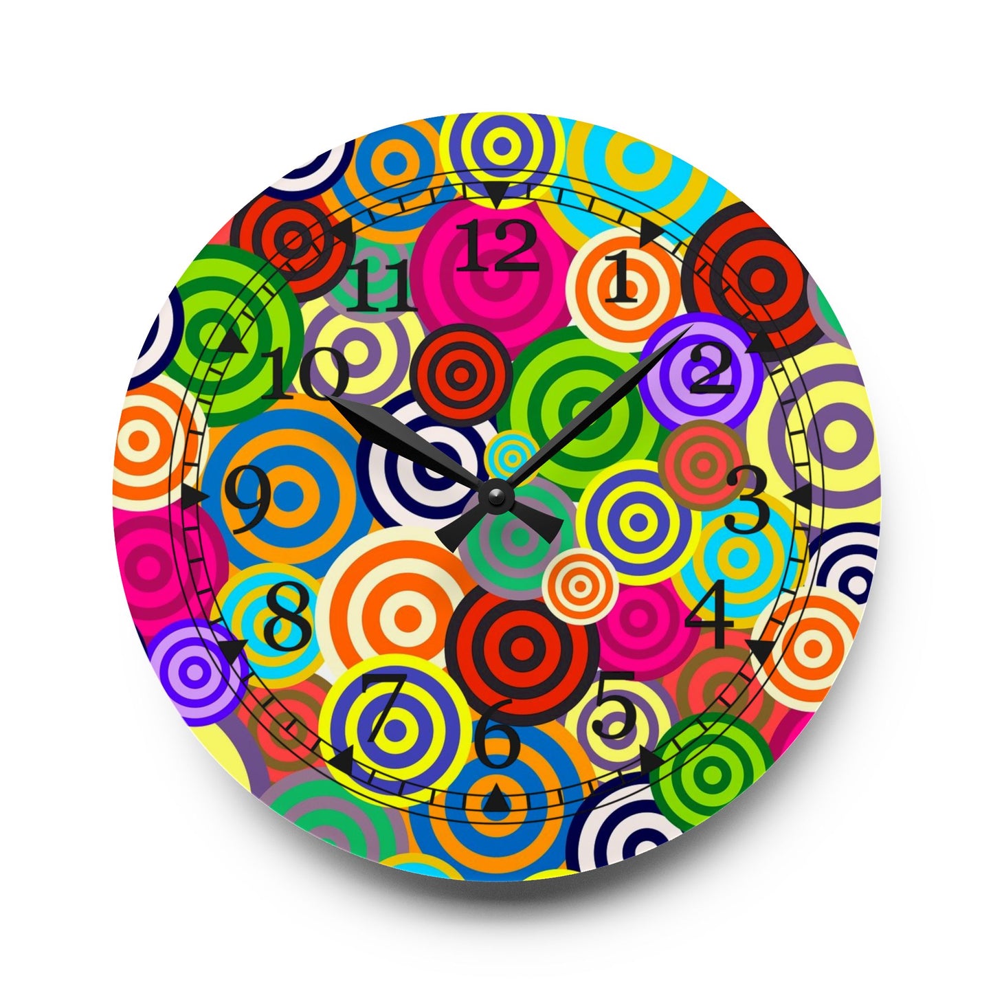 Colorful Retro Acrylic Wall Clock, Funky Home Decor, Unique Gift, Wall Art, Vibrant Timepiece