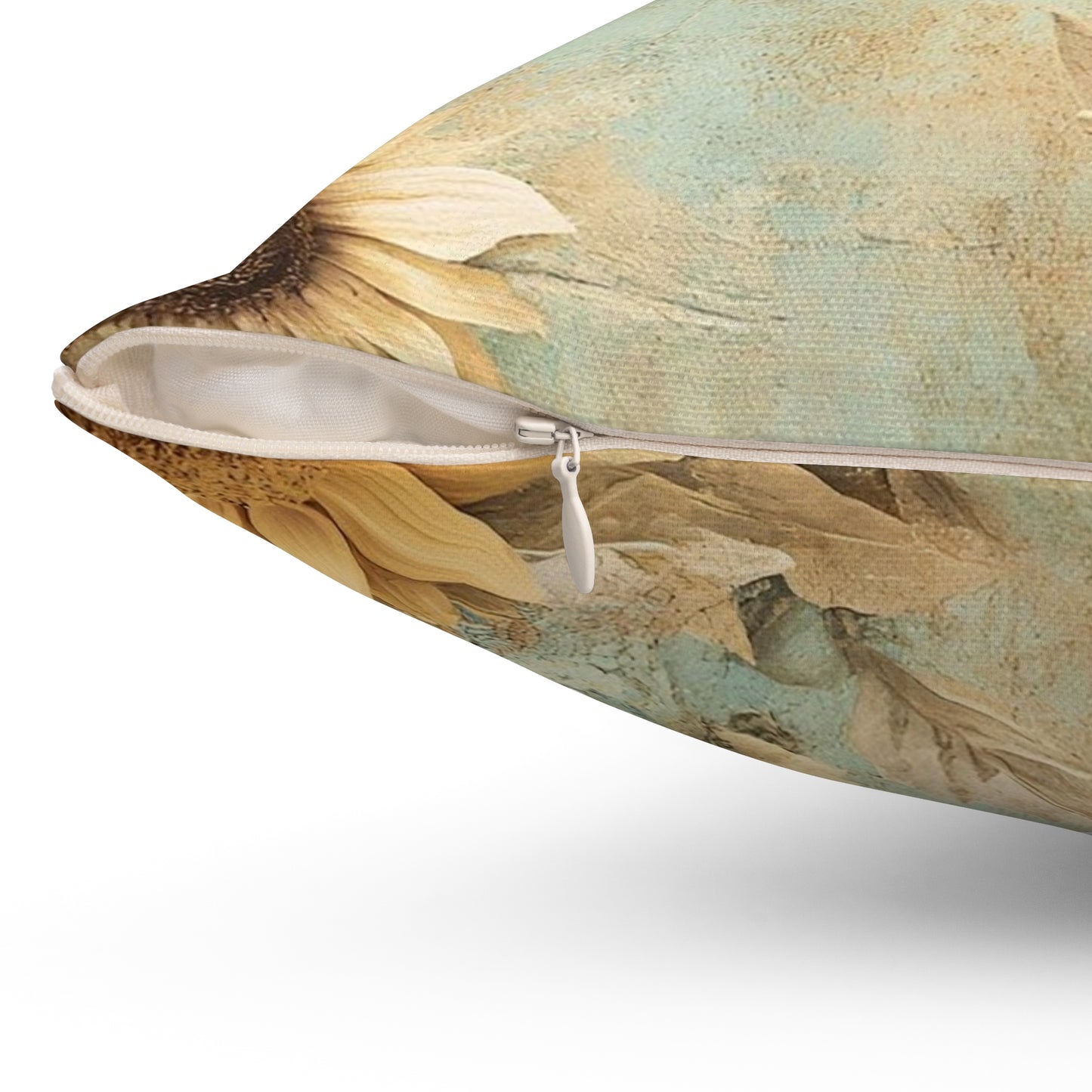 Sunflower Print Square Pillow, Floral Home Decor, Cozy Throw Cushion, Rustic Room Accent, Gift for Her, Summer Vibes