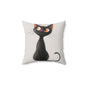 Cute Black Cat Throw Pillow — Whimsical Kitten Decorative Cushion