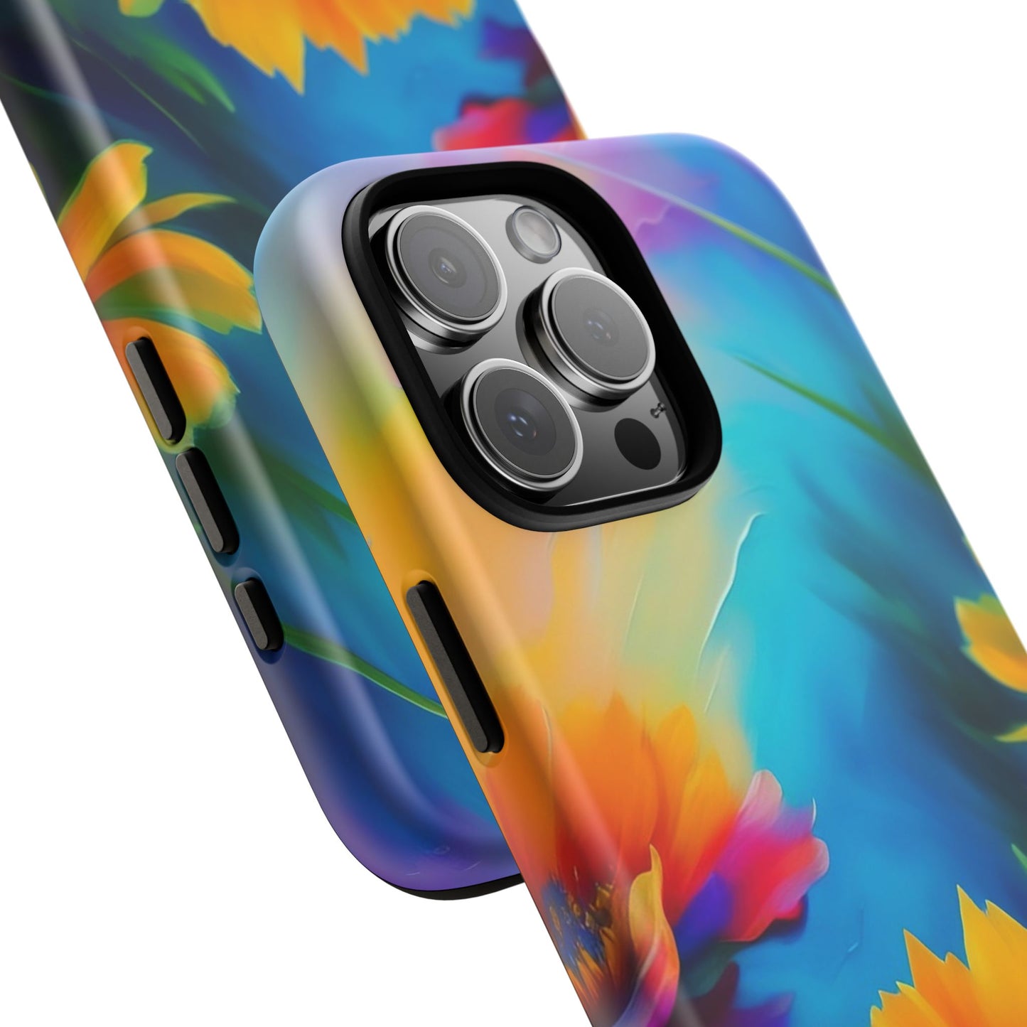 Floral Burst Tough Phone Case — Vibrant Watercolor Flowers Protective Cover