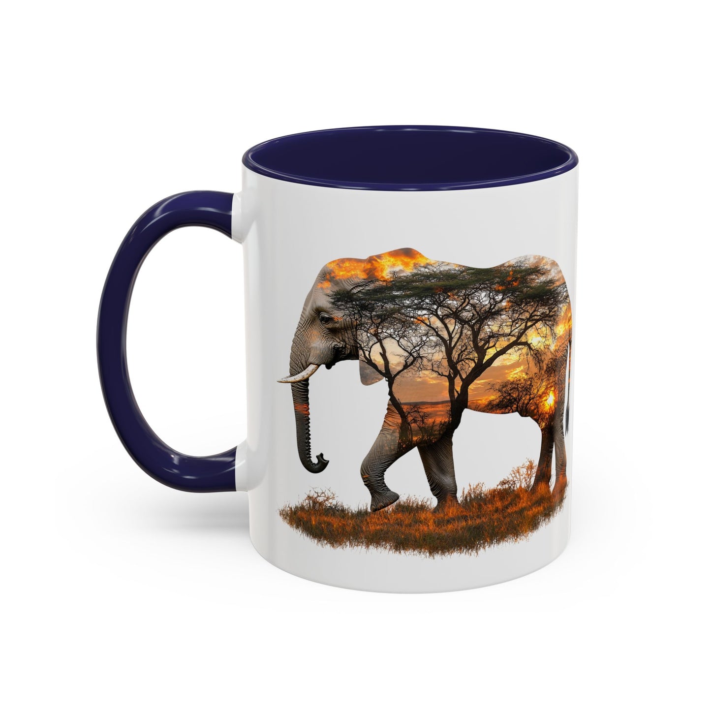 Elegant Elephant Accent Coffee Mug - Nature Lover Gift, Animal Lover Mug, Unique Home Decor, Wildlife Conservation, Travel Mug