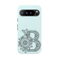 Personalized Tough Phone Case- Letter B, Floral Monogram Cell Phone Cover, Custom Protective Case, Unique Gift, Birthday, Graduation