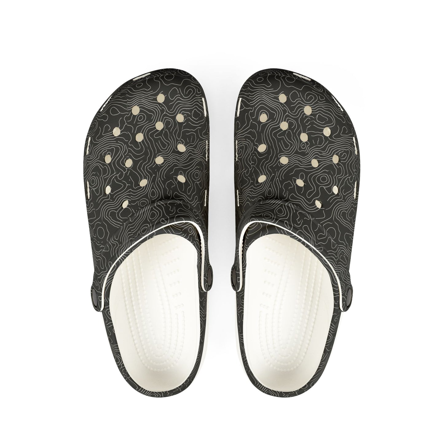 EVA Foam Clogs — Lightweight Black Swirl Slip‑On Shoes
