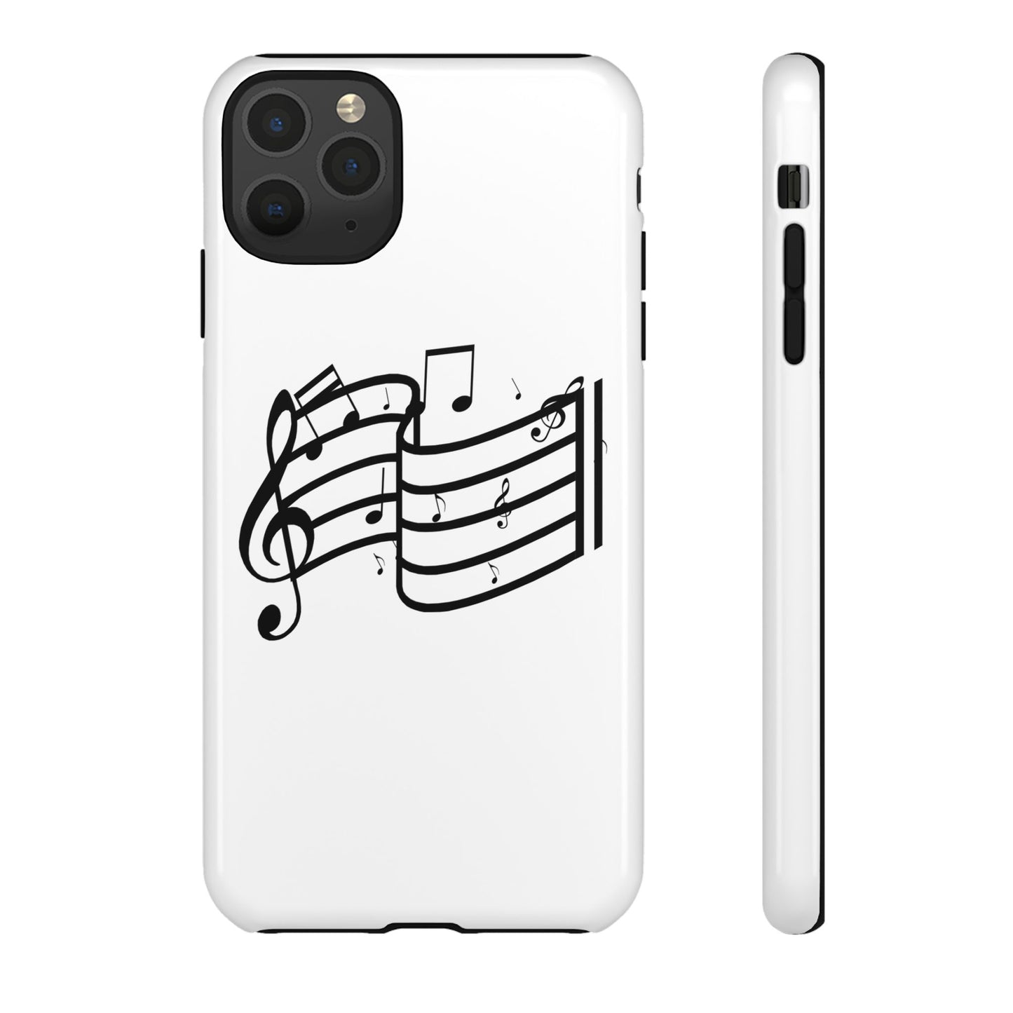 Musical Notes Phone Case — Black Treble Clef Music Staff Tough Case