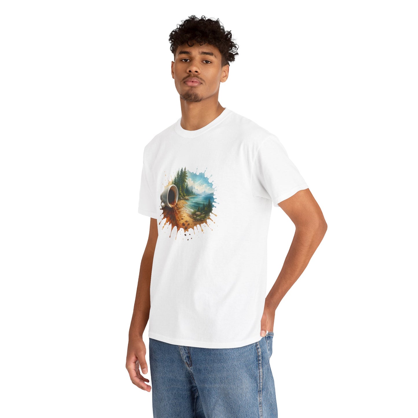 Nature-Inspired Unisex Heavy Cotton Tee, Casual Outfit, Gift for Nature Lovers, Camping Apparel, Outdoor Adventure Shirt
