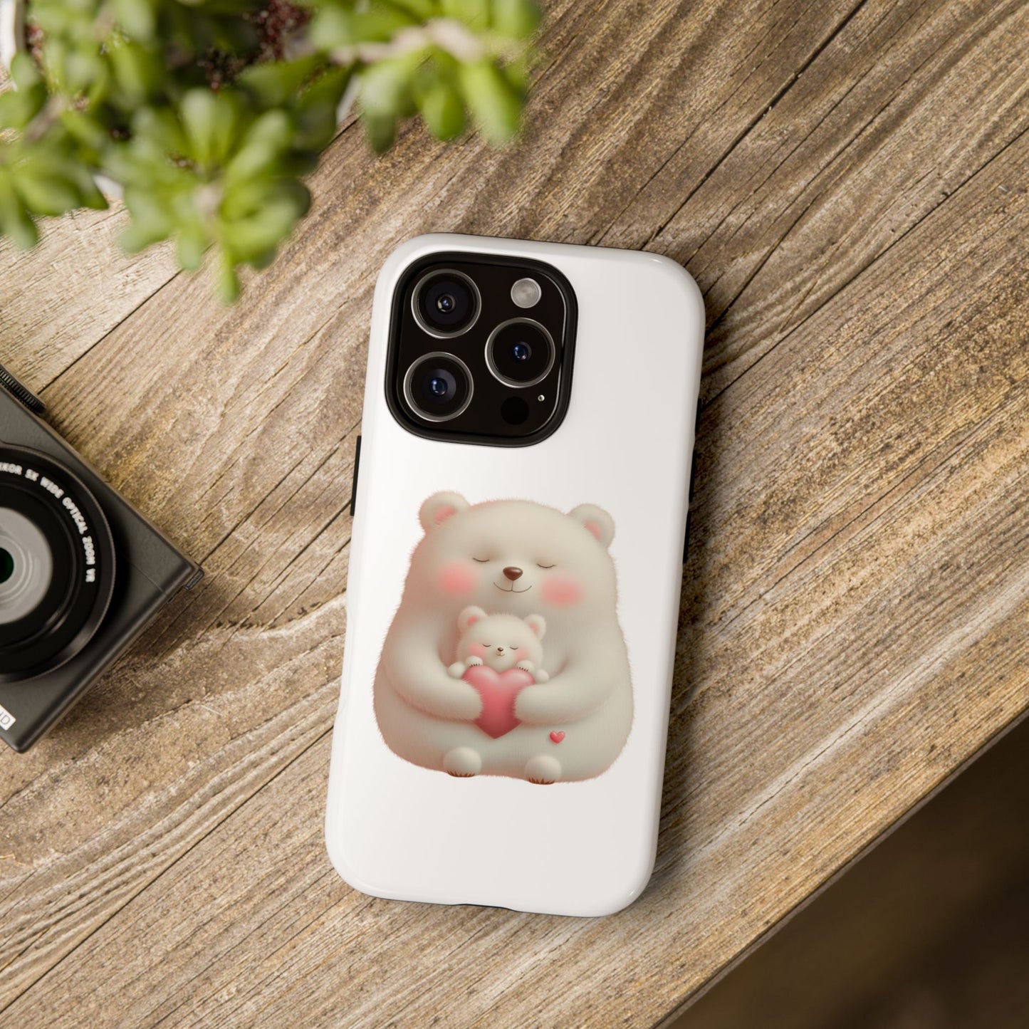 Cute Bear Phone Case, Tough Cases, Animal Lover Gift, Kids Accessories, Mother’s Day, Heartwarming Design