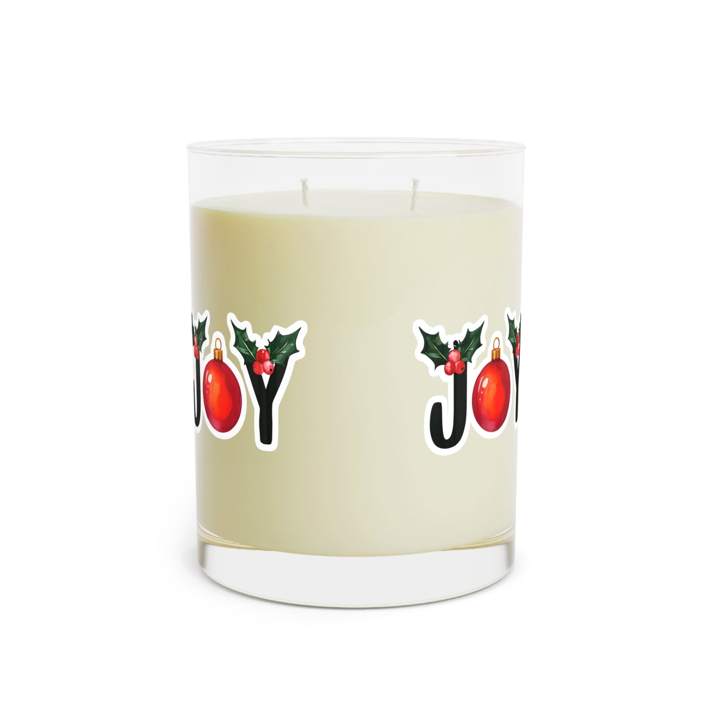 Joyful Holiday Scented Candle - 11oz Full Glass with Christmas Decor