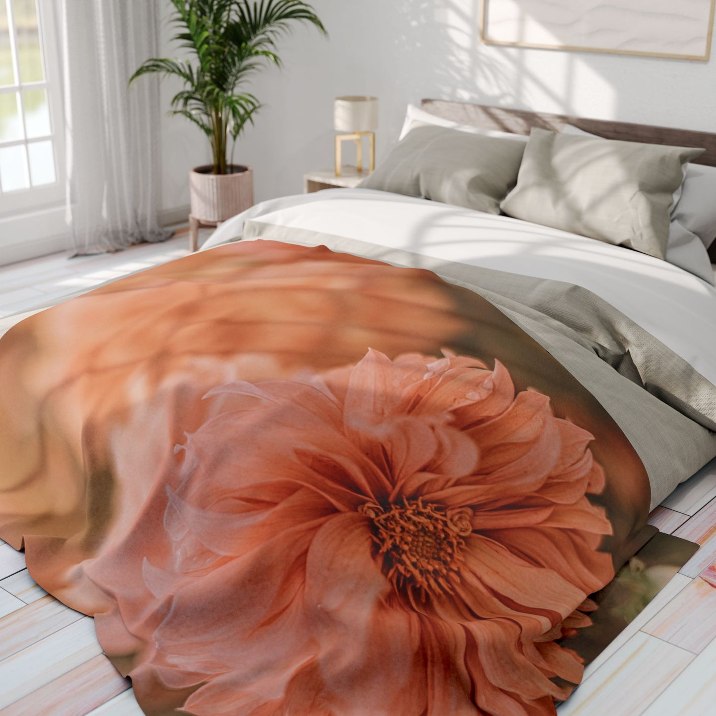 Cozy Floral Fleece Blanket | Soft Throw Blanket for Home, Boho Decor, Gift for Her, Wedding Blanket, Boudoir Accessory