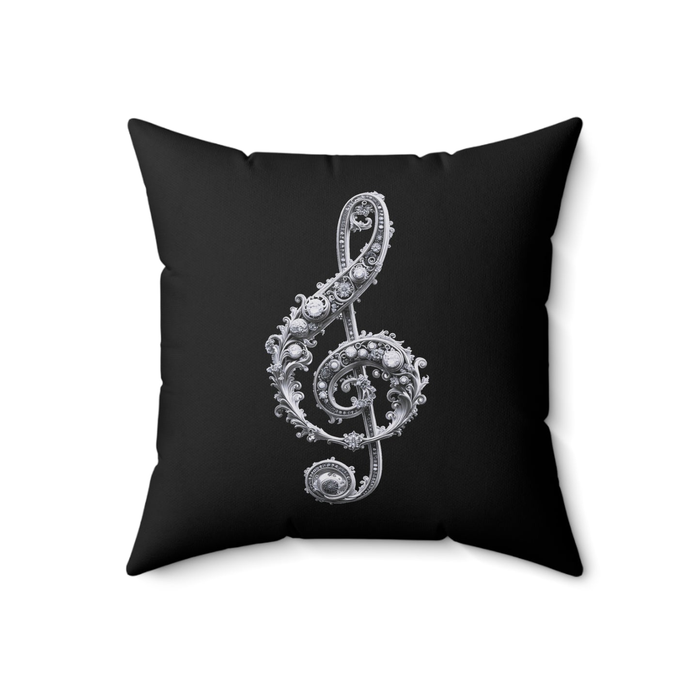 Music Note Decorative Pillow – Ornate Treble Clef Accent Cushion