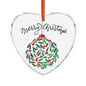 Christmas Heart Crystal Ornament – Merry Christmas Mistletoe Glass Decoration