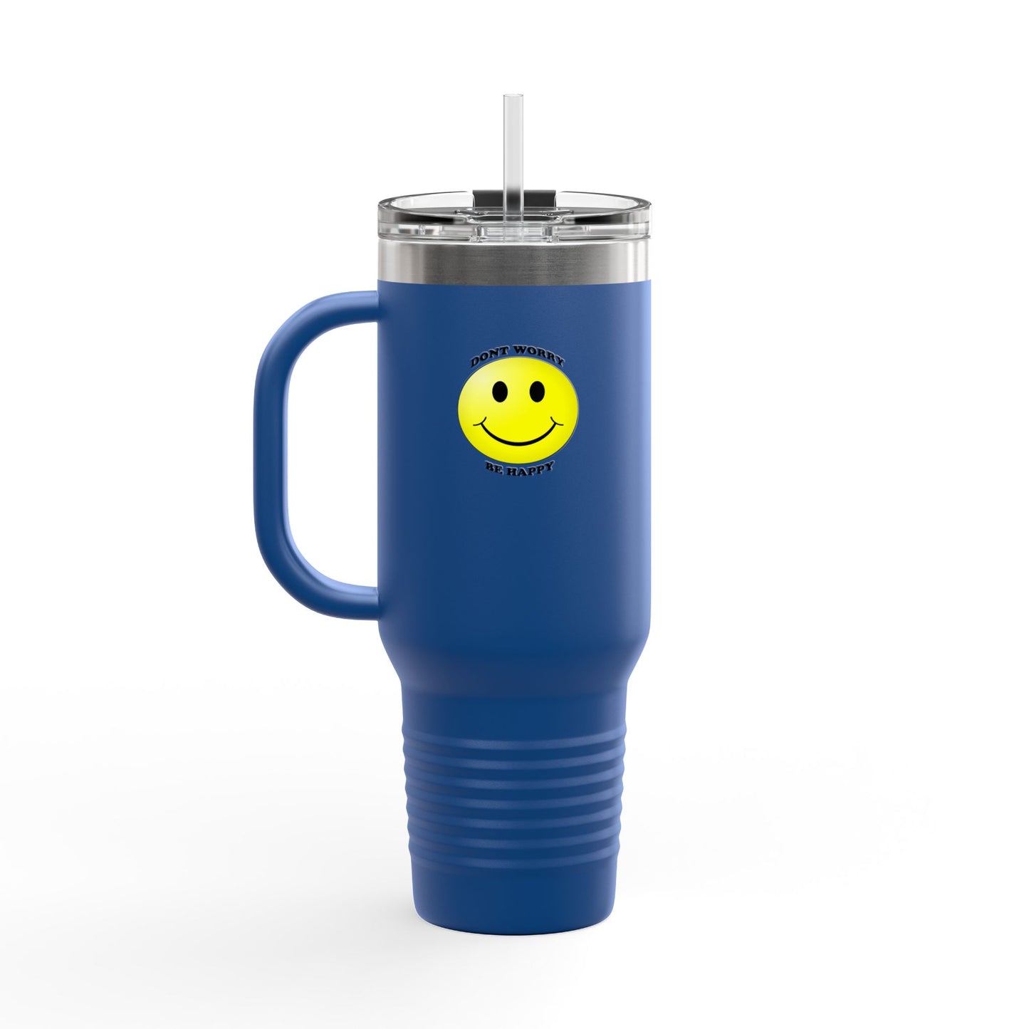 Happy Face Insulated Travel Mug | 40oz, Summer Vibes, Gift for Coffee Lovers, Home Office Essential, Brighten Your Day