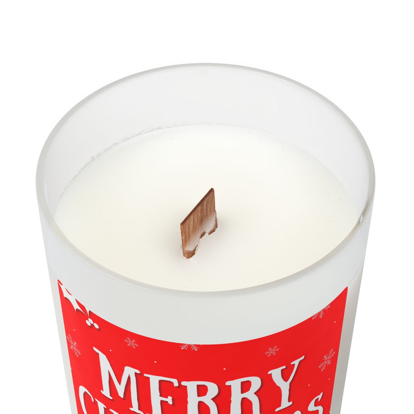 Merry Christmas Frosted Glass Candle, Holiday Home Decor, Gift for Her, Festive Candle, Christmas Decor, Relaxation Gift