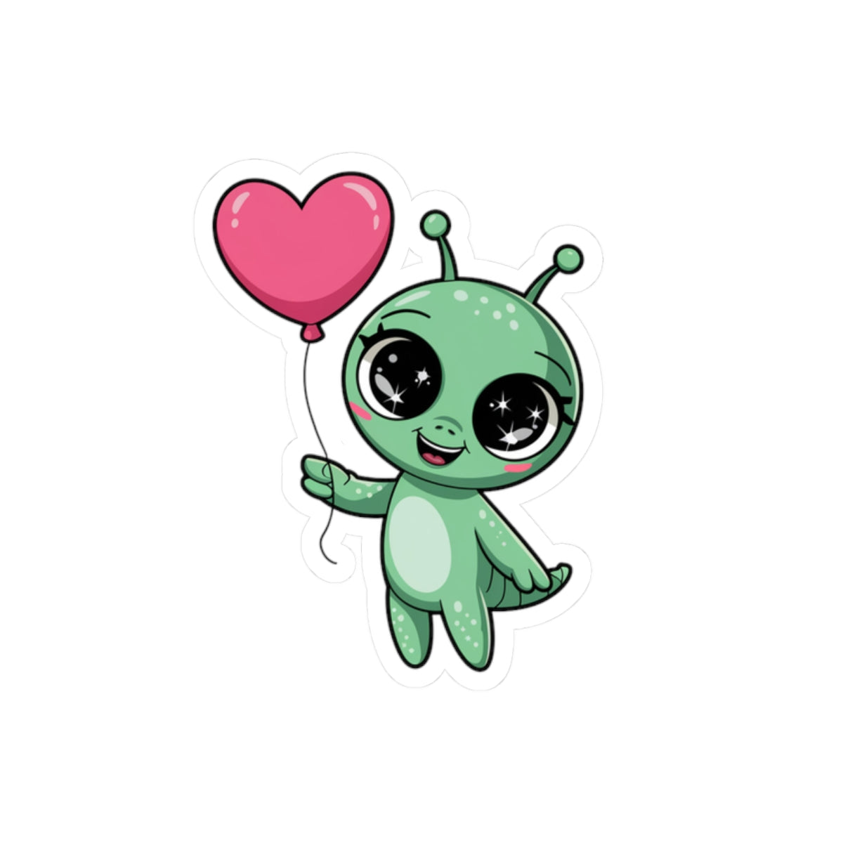 Cute Alien Kiss-Cut Stickers, Laptop Decals, Kawaii Stickers, Cute Character Stickers, Gift for Kids, Fun Party Favors