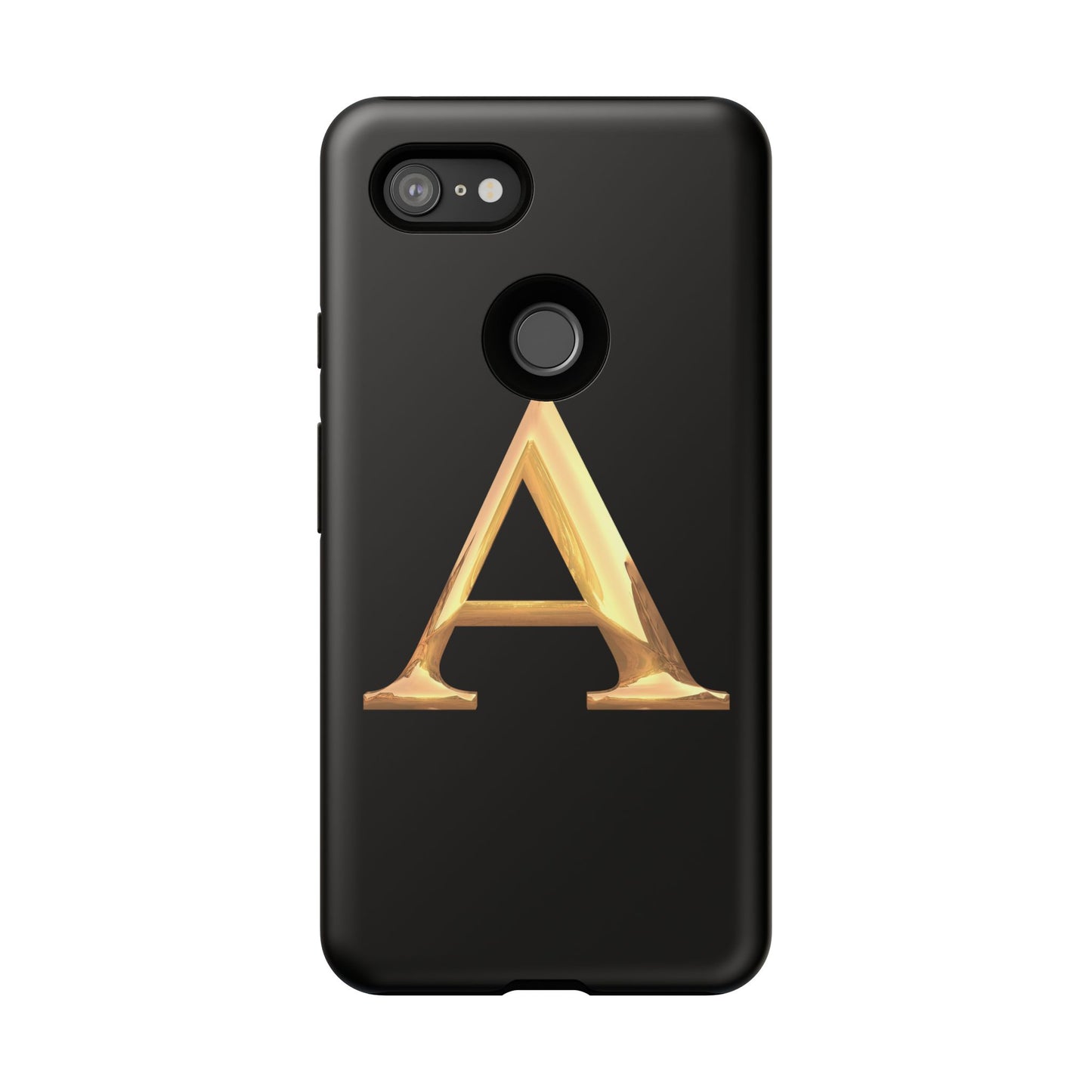 Custom Phone Case with Gold Letter A, Monogrammed Gift, Tough Protective Case, Personalized Phone Accessory, Unique Phone Cover