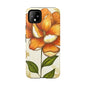 Floral Phone Case with Orange Flower Design, Tough Phone Cover, Floral Gift, Stylish Tech Accessory, Nature Lovers, Spring Vibes