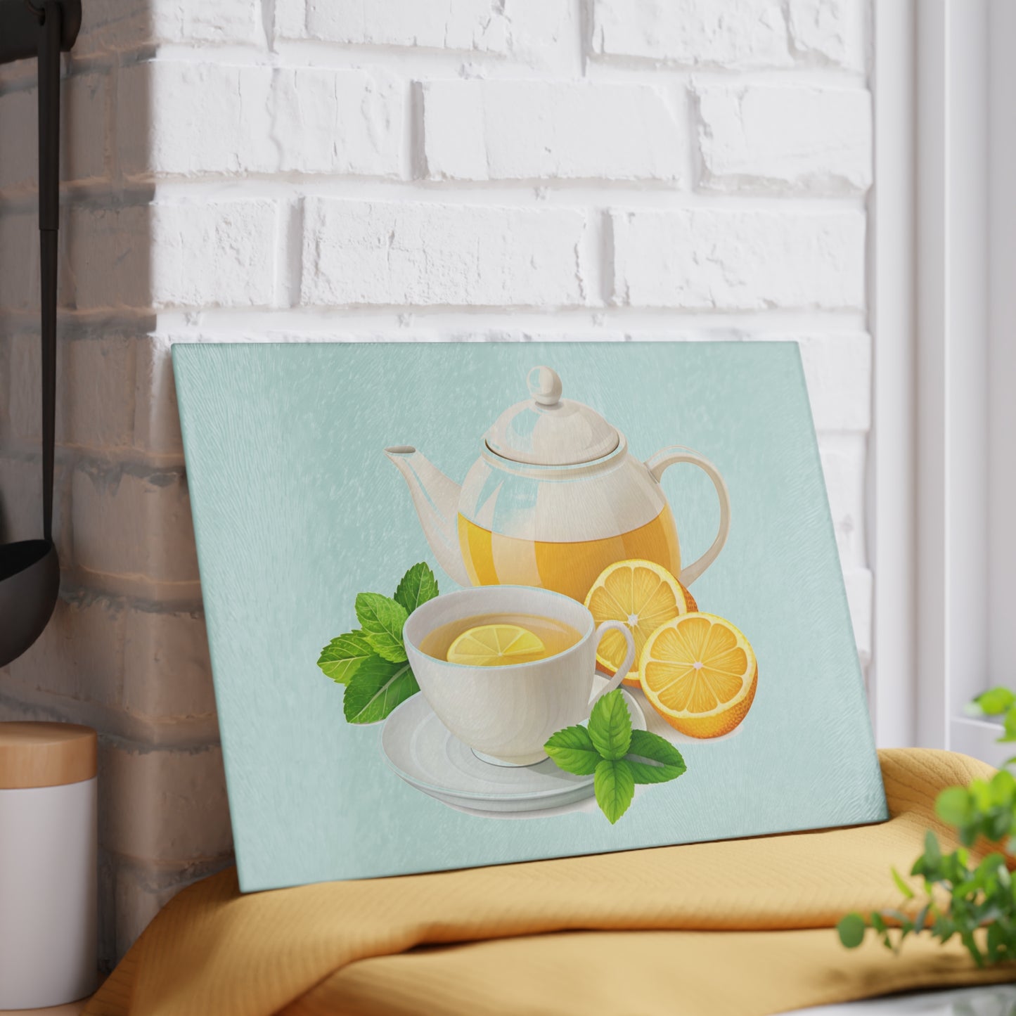 Bright Citrus Glass Cutting Board - Kitchen Decor, Hostess Gift, Home Chef Essential, Tea Lover Accessory, Gift for Mom