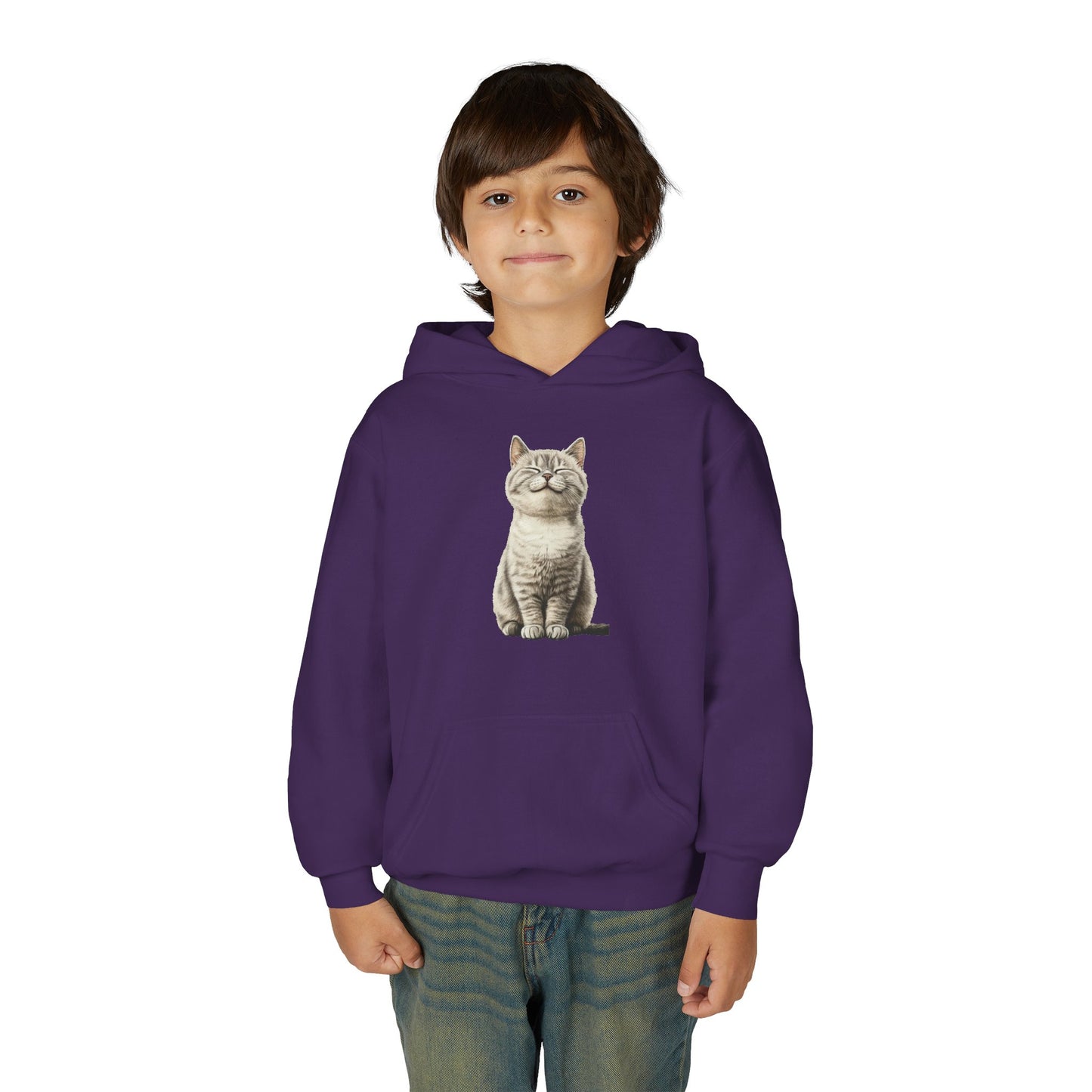 Kids Cat Hoodie – Cute Sitting Kitten Youth Hooded Sweatshirt