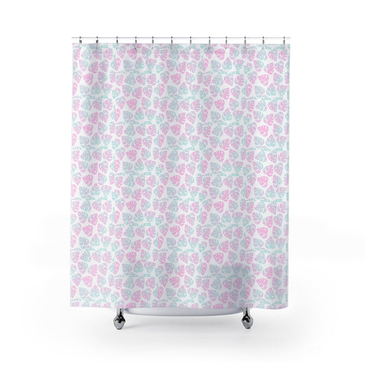 Tropical Leaf Shower Curtain, Bathroom Decor, Boho Style, Home Aesthetic, Gift for Housewarming, Summer Vibes