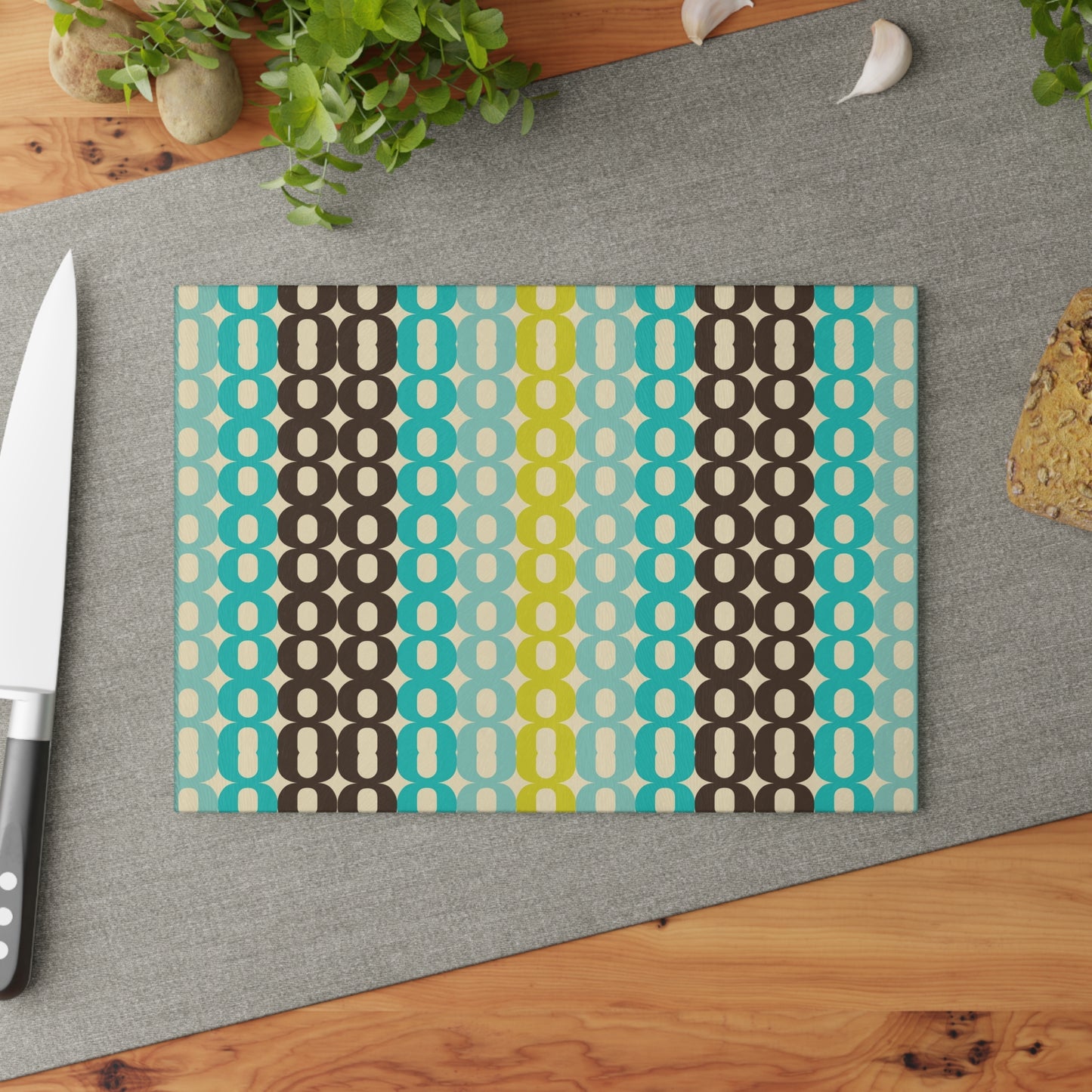 Stylish Glass Cutting Board for Modern Kitchens, Geometric Pattern Kitchen Decor, Perfect Gift for Housewarming, Weddings, Cookware