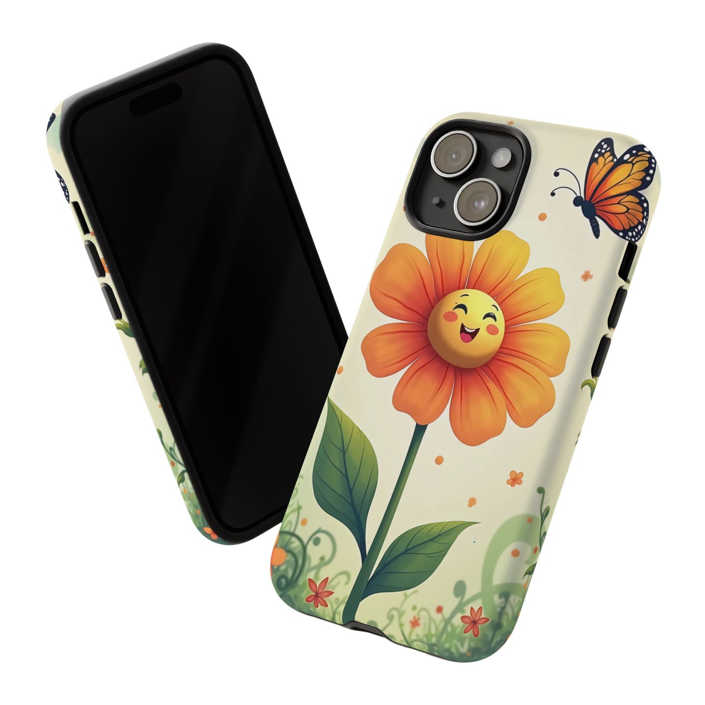 Floral Phone Case with Butterfly Design, Cute Flower Phone Cover for Nature Lovers, Eco-Friendly Gift, Spring Vibes, Birthday Present