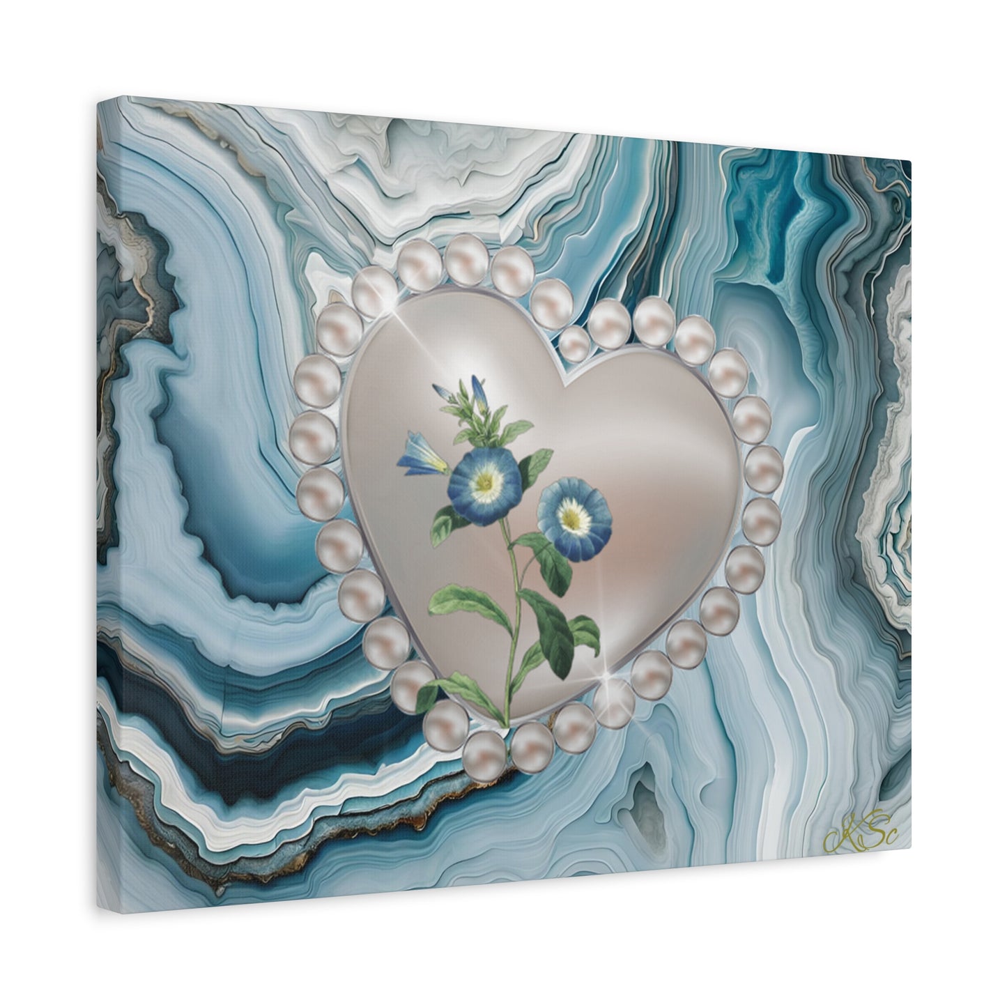 Elegant Floral Heart Canvas Wall Art, Modern Home Decor, Gift for Her