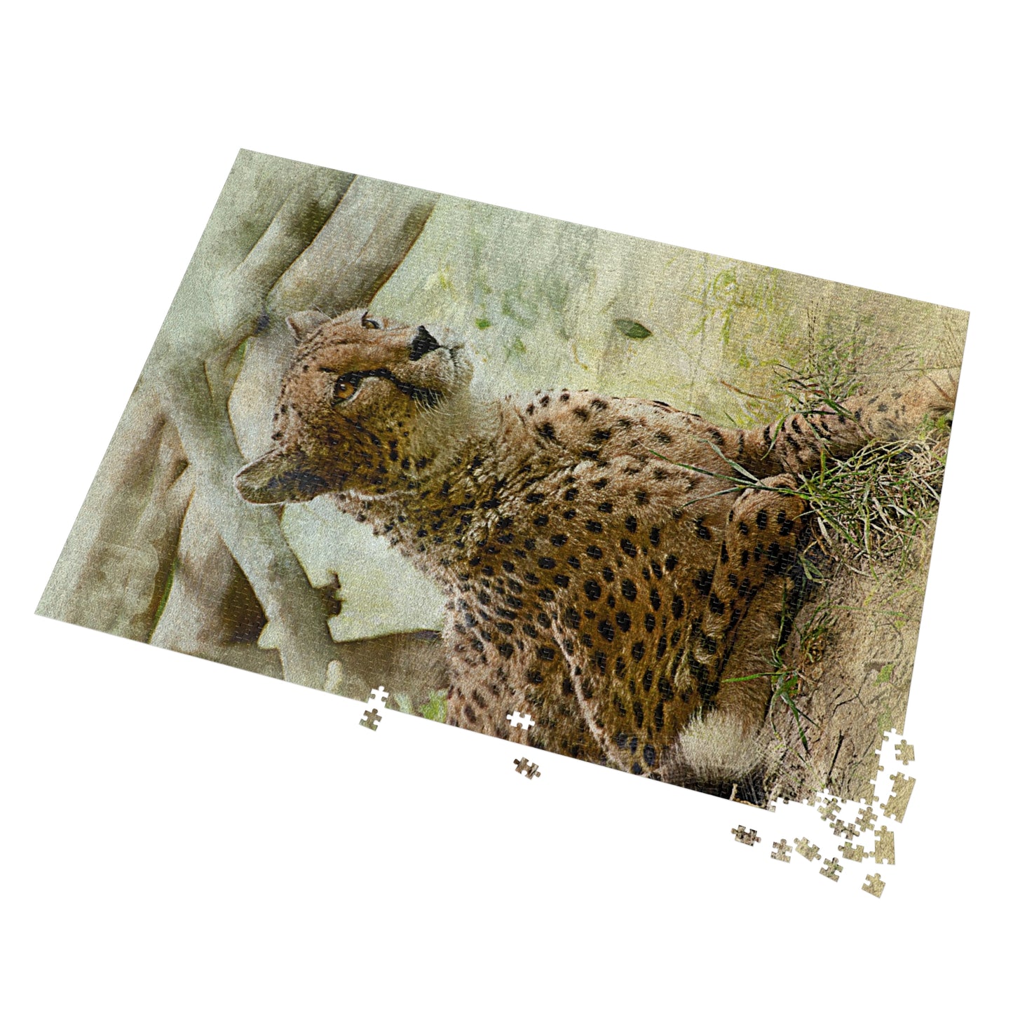 Wildlife Jigsaw Puzzle with Tin, Cheetah Puzzle Game, Family Fun Activity, Perfect Gift for Nature Lovers, Home Decor Puzzle