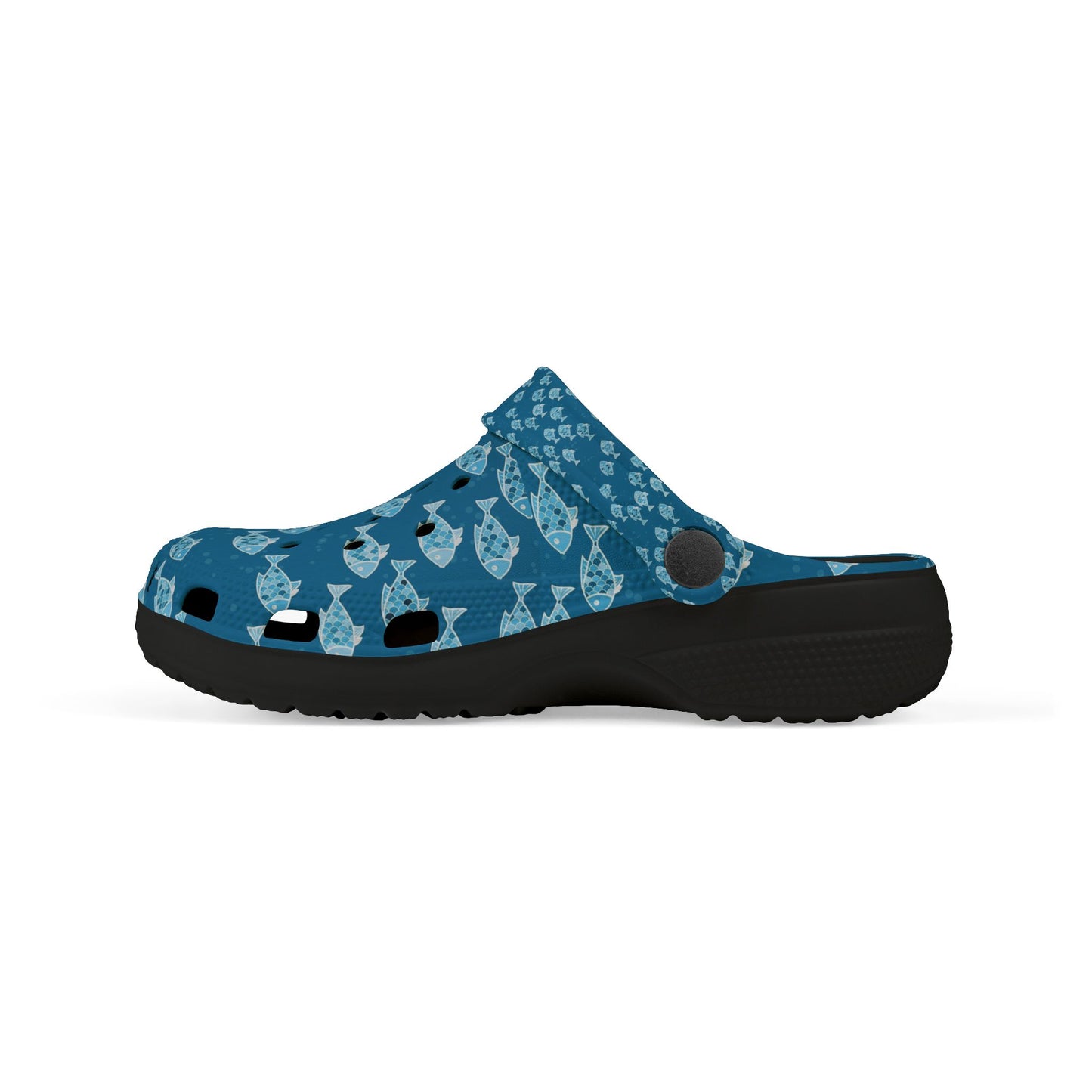 Kids Fish Pattern EVA Foam Clogs — Blue Ocean Slip-On Sandals