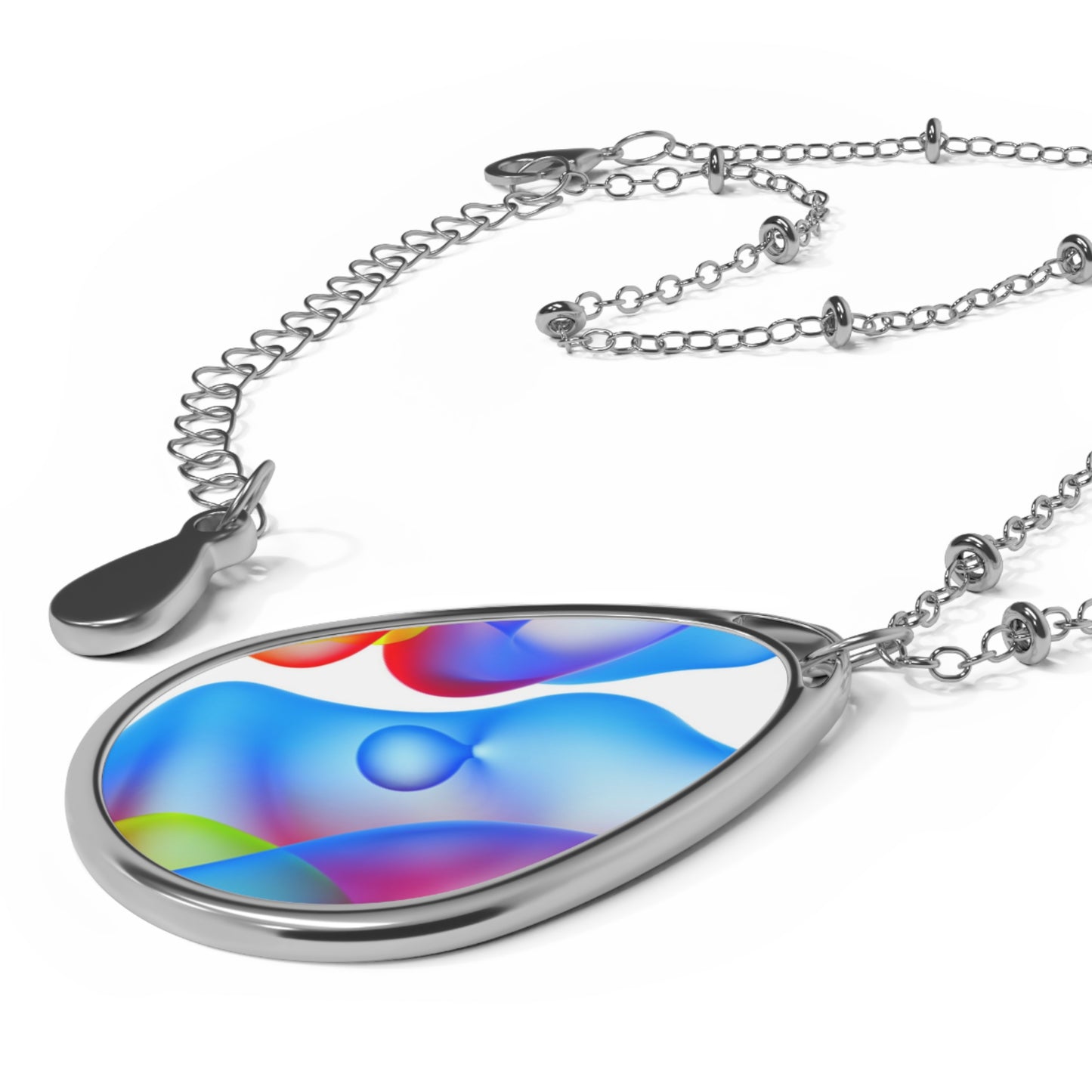 Colorful Oval Necklace, Adjustable Chain, Boho Jewelry, Gift for Her, Birthday Present, Unique Accessory