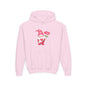 Valentine Gnome Kids Hoodie — Cute Pink Gnome Holding Rose Youth Sweatshirt