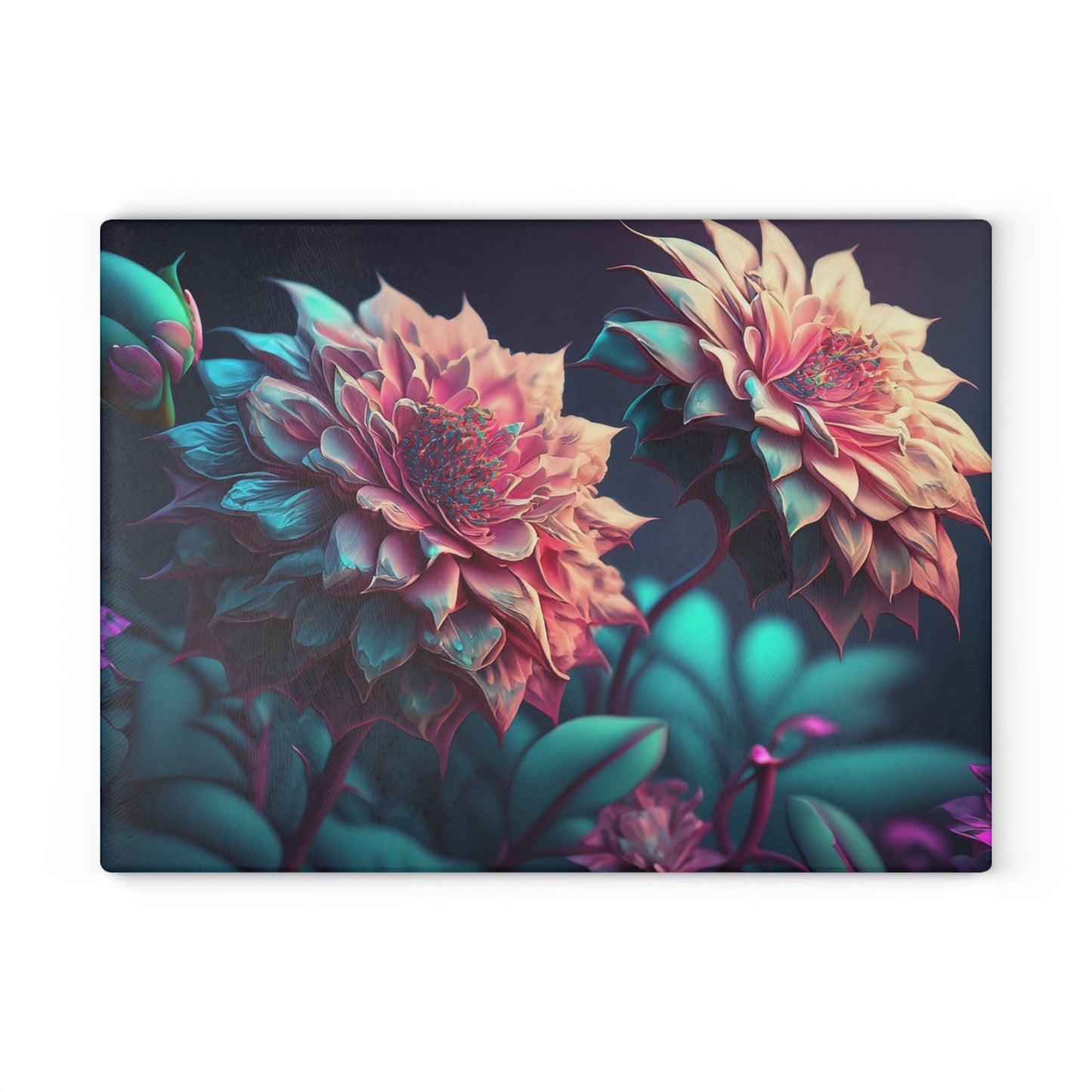 Floral Glass Cutting Board - Kitchen Decor, Wedding Gift, Home Cooking, Floral Art, Unique Kitchen Accessories