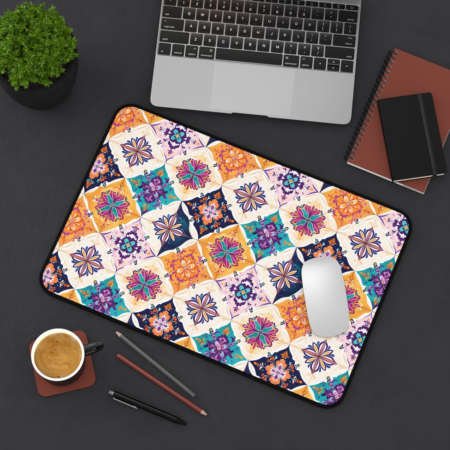 Colorful Geometric Desk Mat - Vibrant Office Decor
