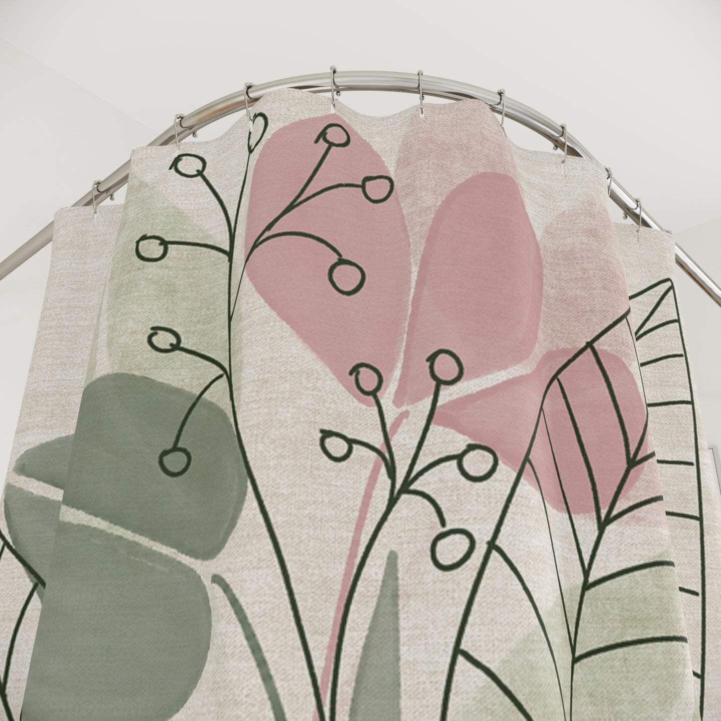 Botanical Shower Curtain, Nature-Inspired Decor, Eco-Friendly Bathroom Accessory, Modern Home Design, Gift for Plant Lovers