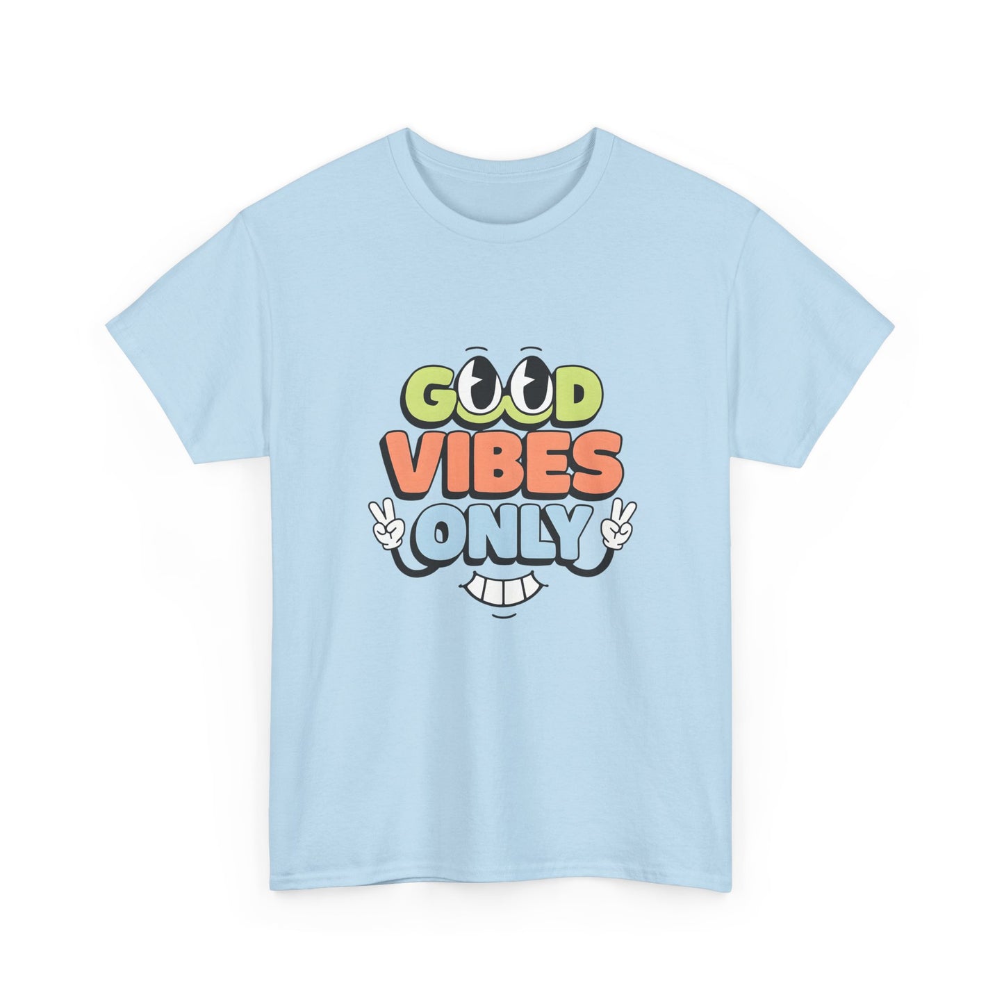 Good Vibes Only Unisex Heavy Cotton Tee, Casual Tee, Positive Message Shirt, Summer Fashion, Gift for Friends, Outdoor Wear