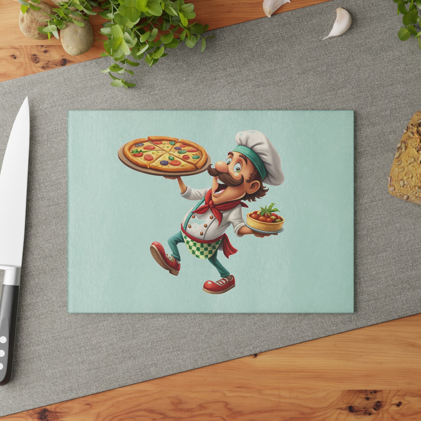 Funny Chef Glass Cutting Board - Perfect Kitchen Gift, Cooking Decor, Home Chef Essential, Present for Foodies, Unique Kitchenware